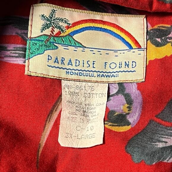 Vintage Paradise Found Magnum PI Hawaiian Shirt 3XL Purple Parrots Vacation - Picture 3 of 5